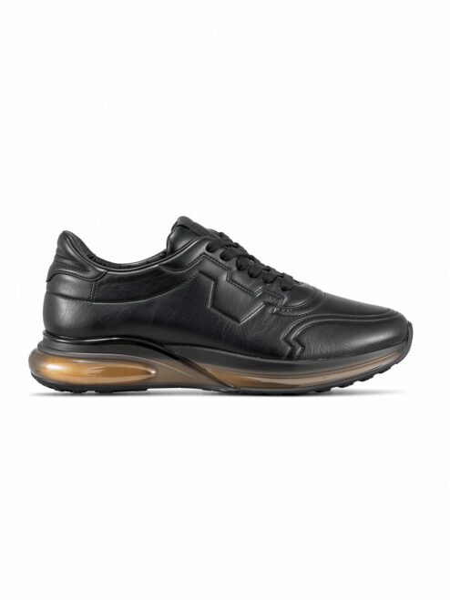 Siyah 100% Hakiki Deri Erkek Spor Sneaker