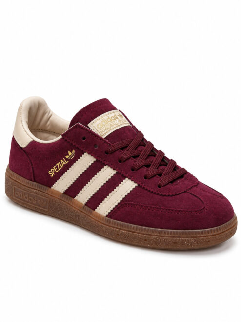 Kadın Retro Süet Bağcıklı Casual Sneaker Spor Ayakkabı - Bordo Bej