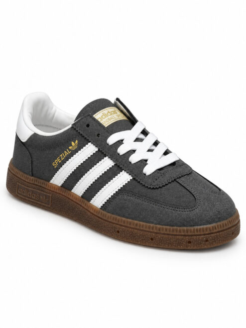 Kadın Retro Süet Bağcıklı Casual Sneaker Spor Ayakkabı - Füme Beyaz