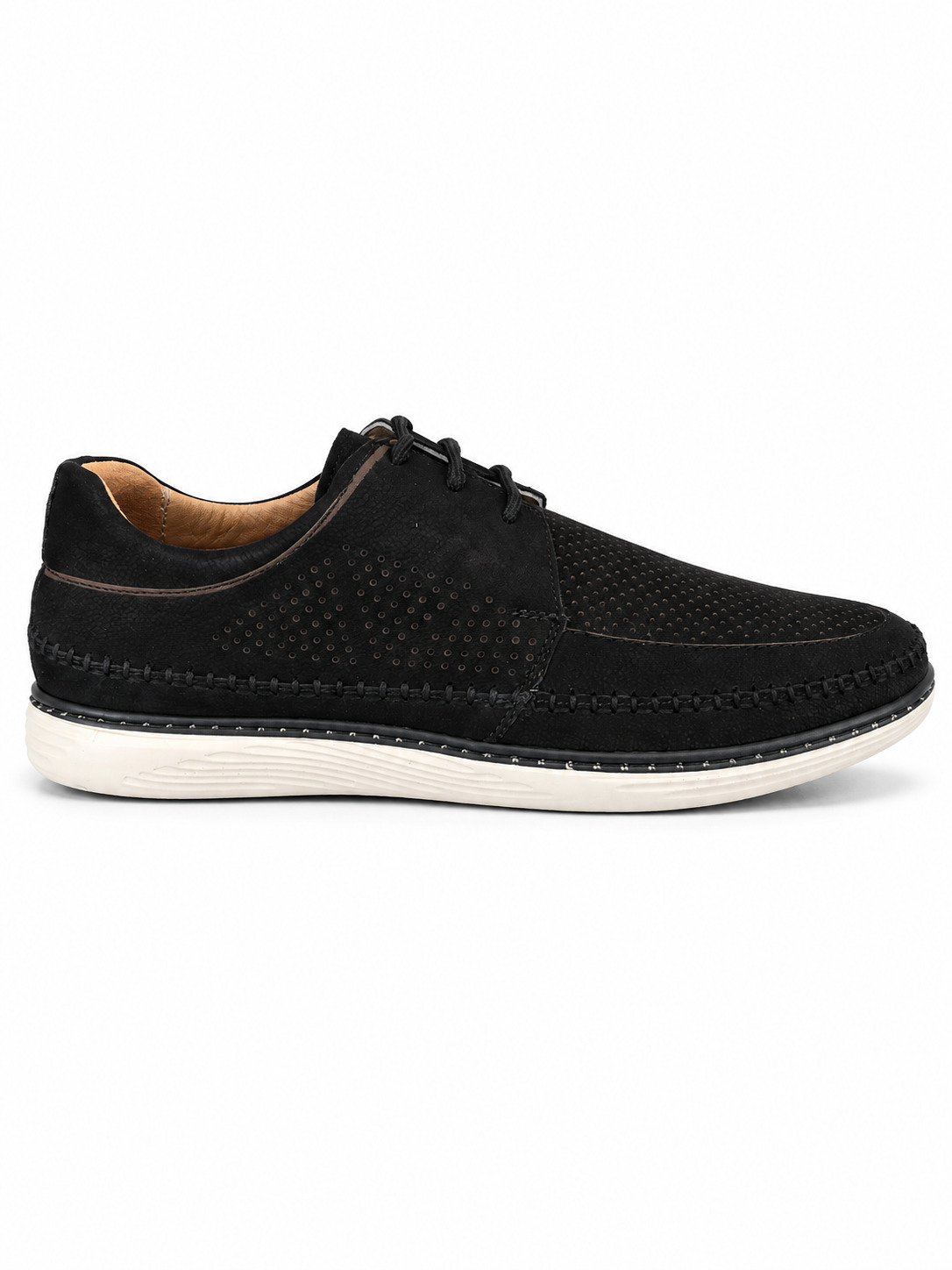 Erkek Siyah Hakiki Süet Deri Günlük Spor Ayakkabı Hafif Konforlu Dikişli Taban - Görsel 2