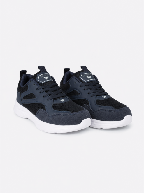 Lacivert Nefes Alabilen Kumaş Faylon Taban Bağcıklı Sneaker