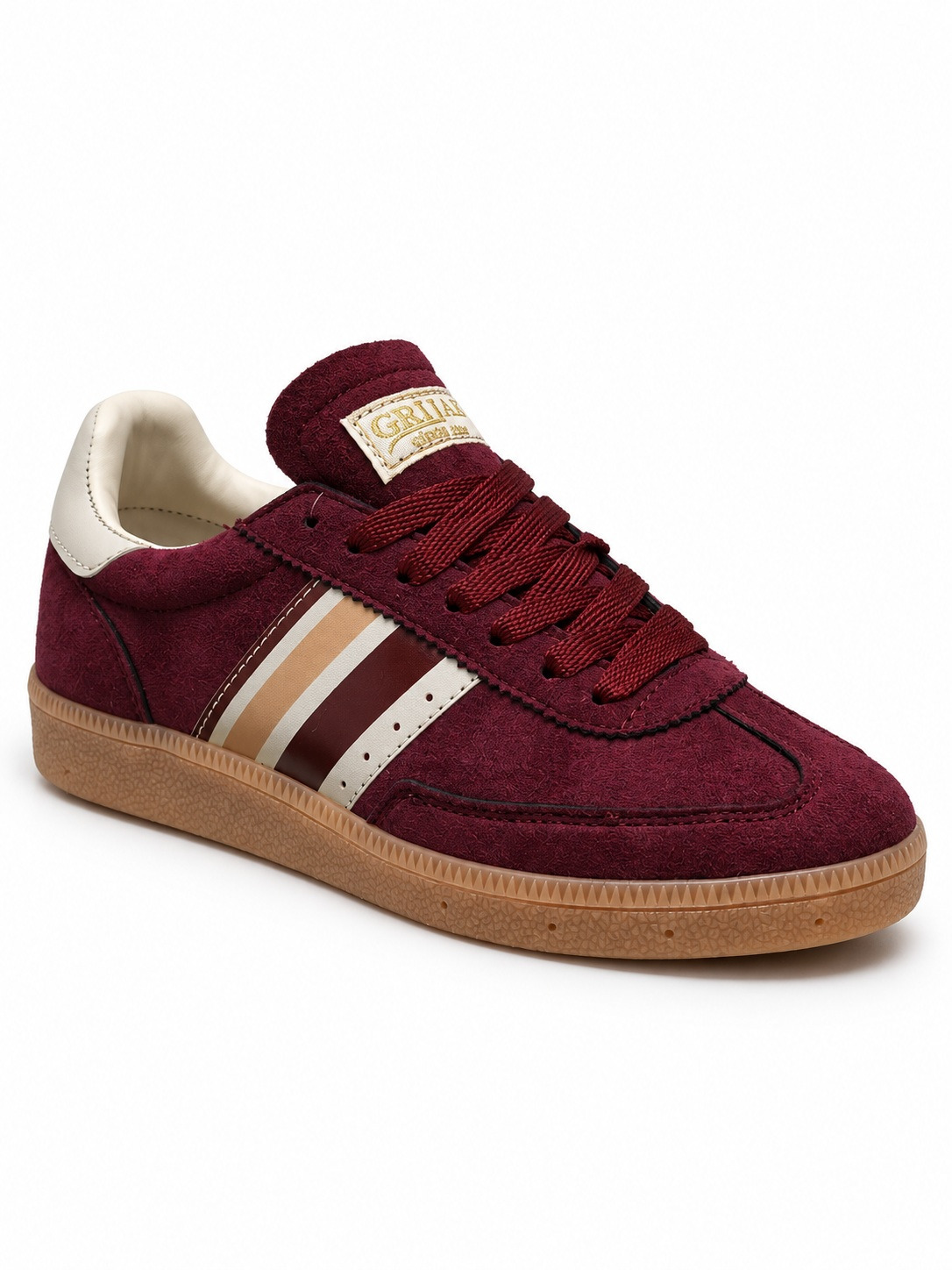 Kadın Retro Süet Bağcıklı Casual Sneaker Spor Ayakkabı - Bordo Bej