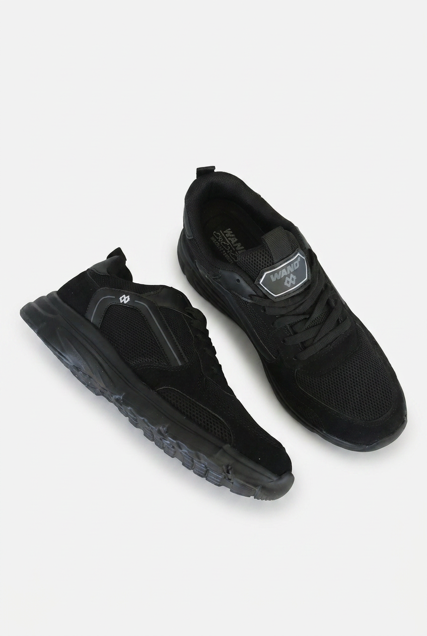 Siyah Nefes Alabilen Kumaş Faylon Taban Bağcıklı Sneaker - Görsel 3