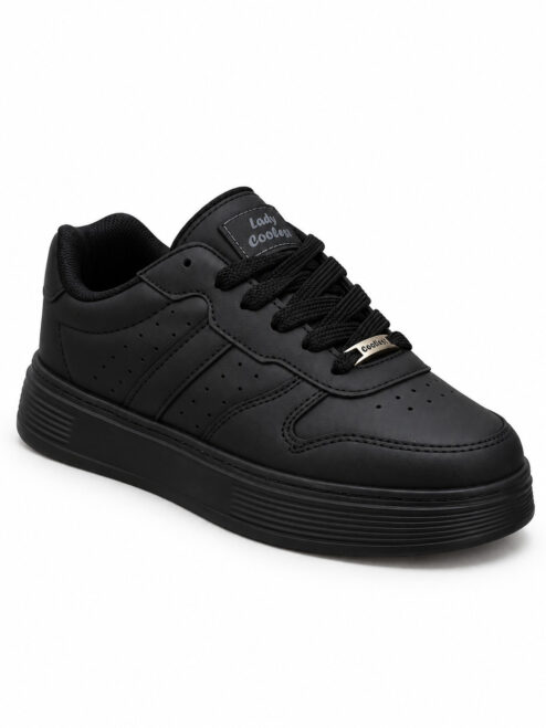 Kadın Siyah Bağcıklı Casual Sneaker Spor Ayakkabı