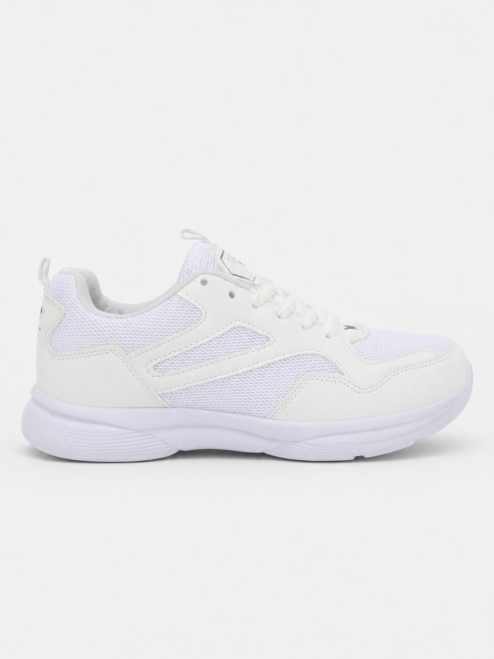Beyaz Nefes Alabilen Kumaş Faylon Taban Bağcıklı Sneaker