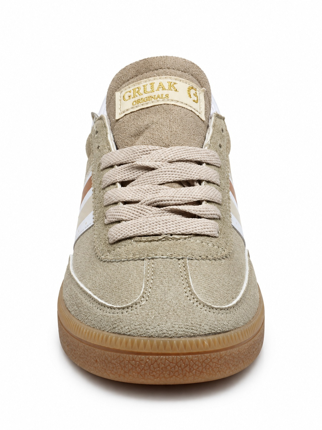 Kadın Retro Süet Bağcıklı Casual Sneaker Spor Ayakkabı - Bej Beyaz - Görsel 5