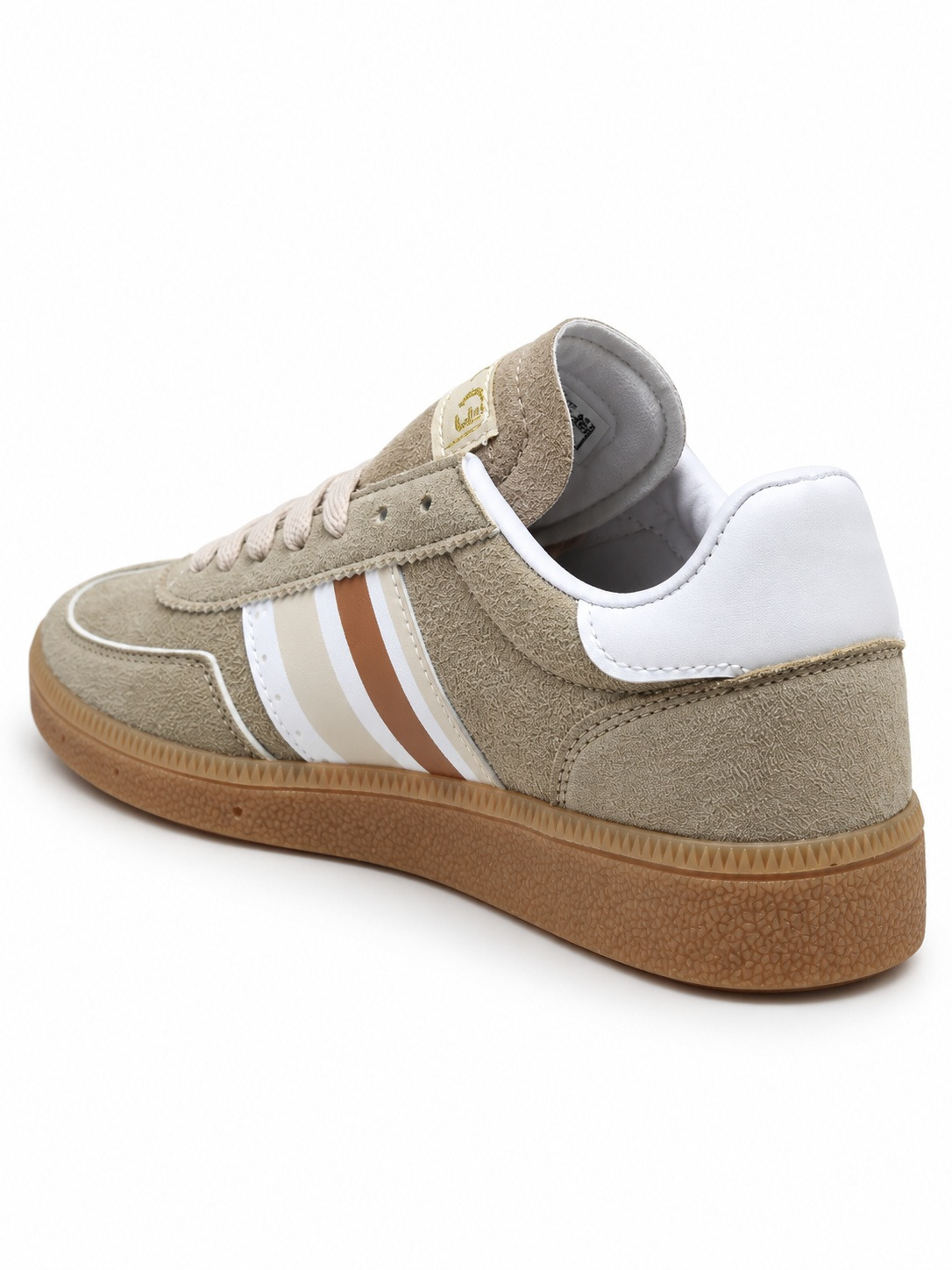 Kadın Retro Süet Bağcıklı Casual Sneaker Spor Ayakkabı - Bej Beyaz - Görsel 4